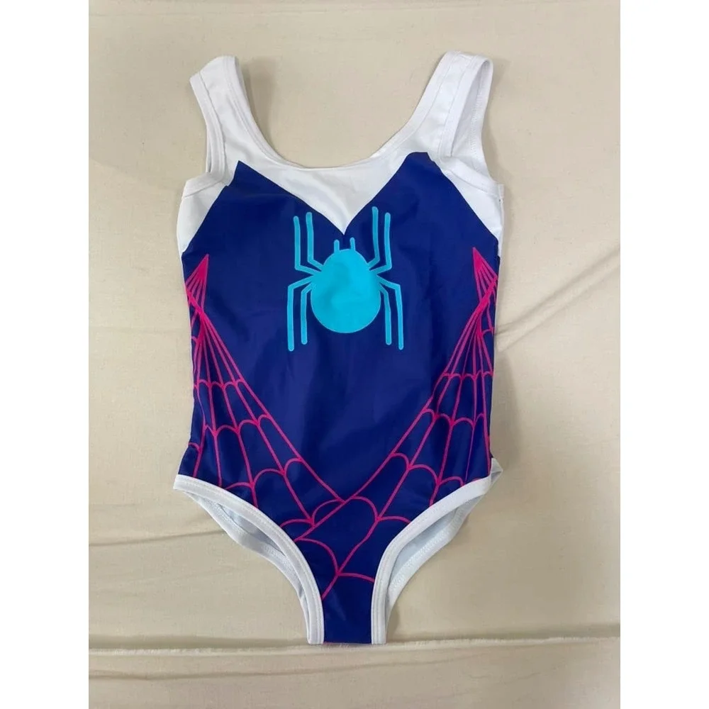 Spider-Gwen Ghost Spider Kids One Piece Swimsuit Blue White Pink Size 130